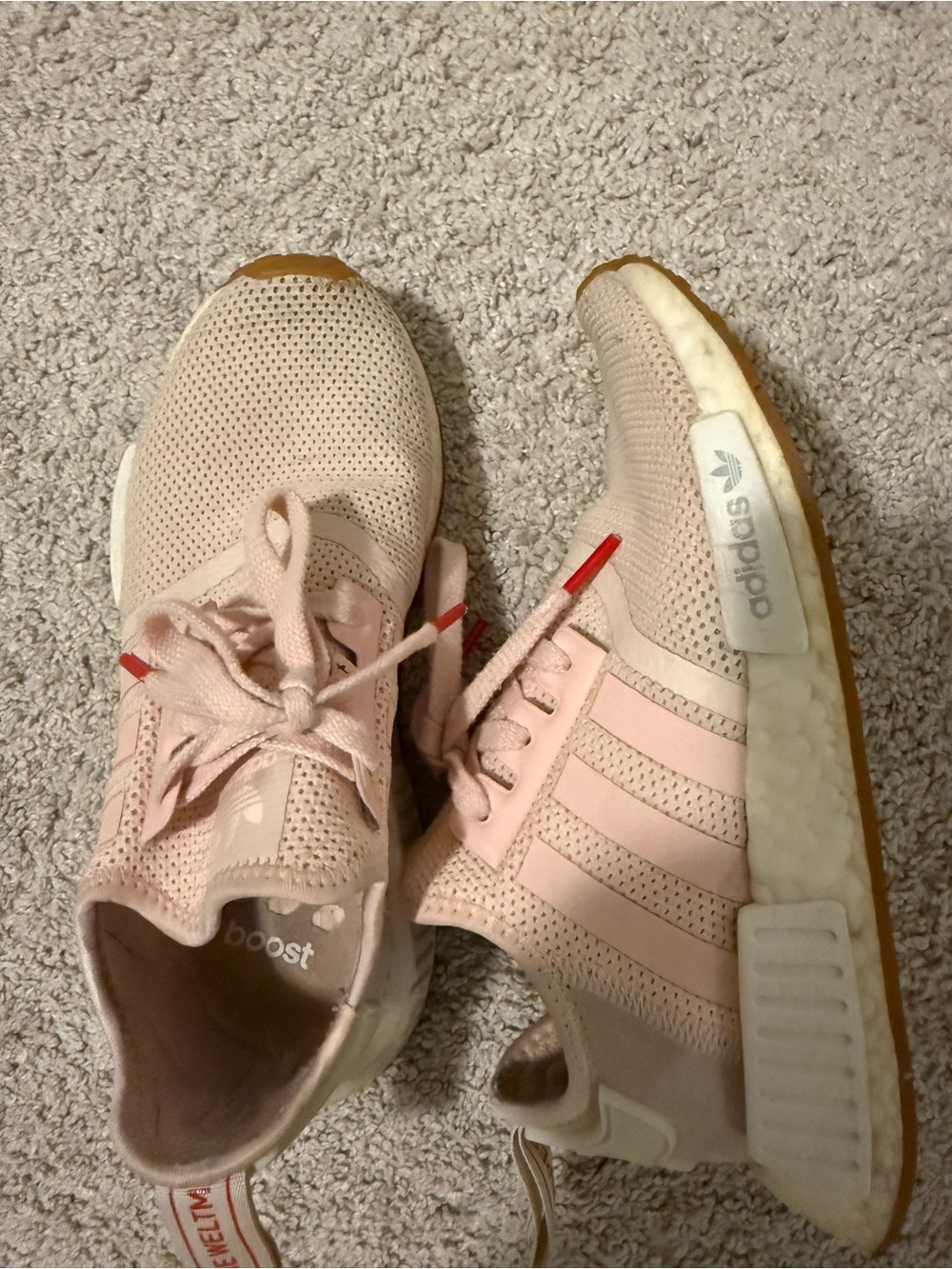 adidas Pink Knit Boost Running Shoes with - Picture 2 of 4